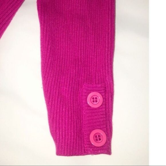 NEW YORK & CO.- WOMEN PULLOVER V-NECK BELTED KNIT SWEATER TOP-MAGENTA SIZE SMALL - Picture 3 of 4